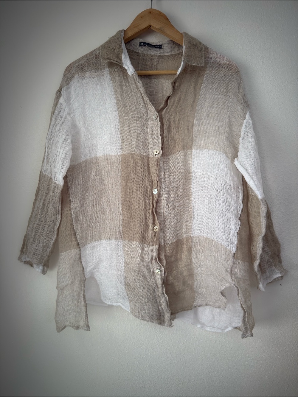 Elliott Lauren Sandcastle Button Down Shirt Small Linen